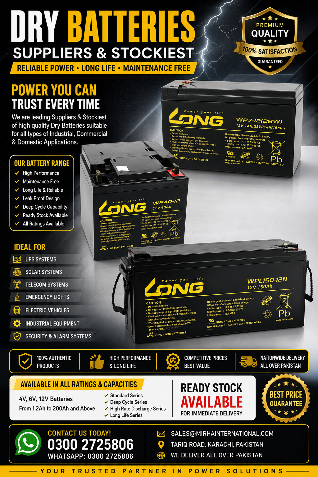 🔋 LONG Brand Dry Battery – Suppliers & Stockists in Pakistan 🇵🇰