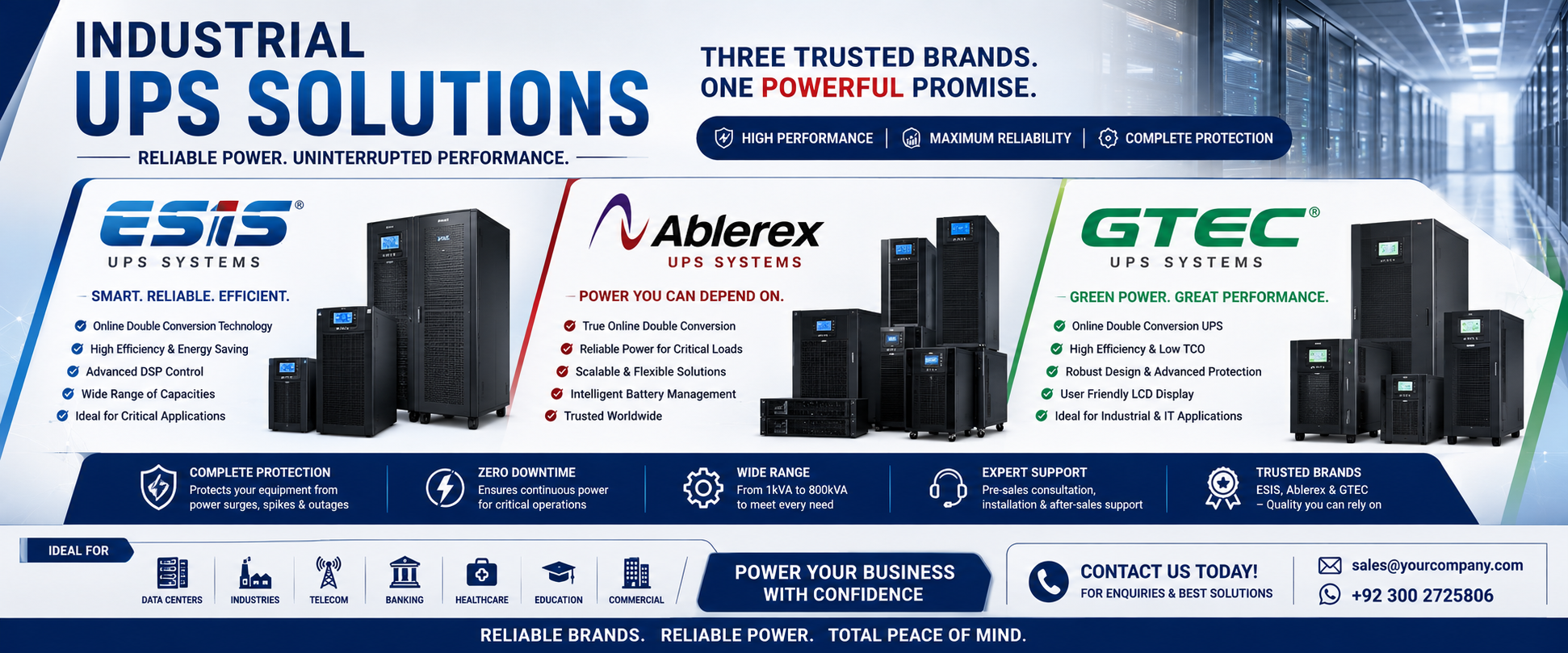 INDUSTRIAL UPS BRANDS: ESIS UPS, Ablerex UPS & GTEC UPS