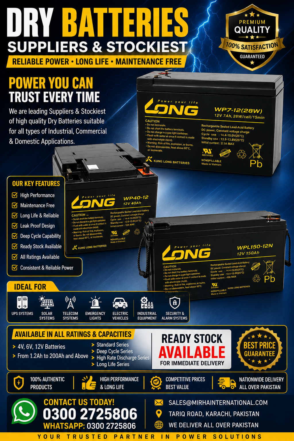 🔋 LONG Brand Dry Battery – Suppliers & Stockists in Pakistan 🇵🇰